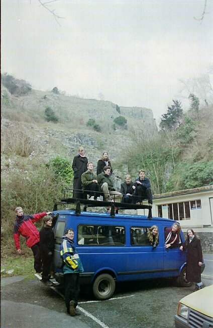 Group photo at the bus