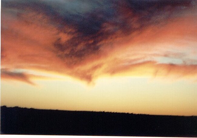 Disturbing coloured sunset during journey to Bloem