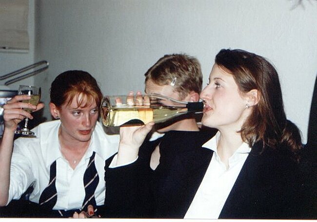 Tara enjoys the very good dry house white