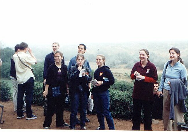 Choir faffs in the mist at Addo, while Lottie eats